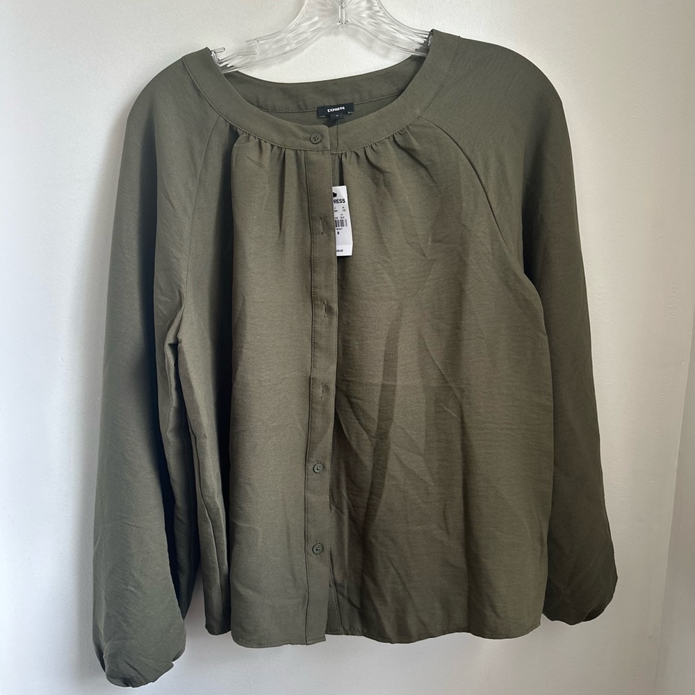 Express Olive Button Down Shirt